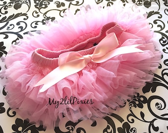 PINK TUTU BLOOMER ruffles all the way around,Chiffon Baby Bloomer, Diaper cover, photo prop, newborn bloomer -ready to ship-