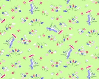 Pam Kitty Garden LH14018LETT Lakehouse Dry Goods Cotton Fabric Lettuce Birds