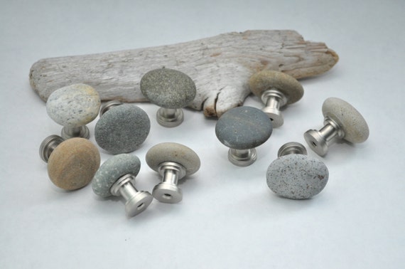 Ready to Ship - Beach & River Rock Cabinet Knobs - Set of 10