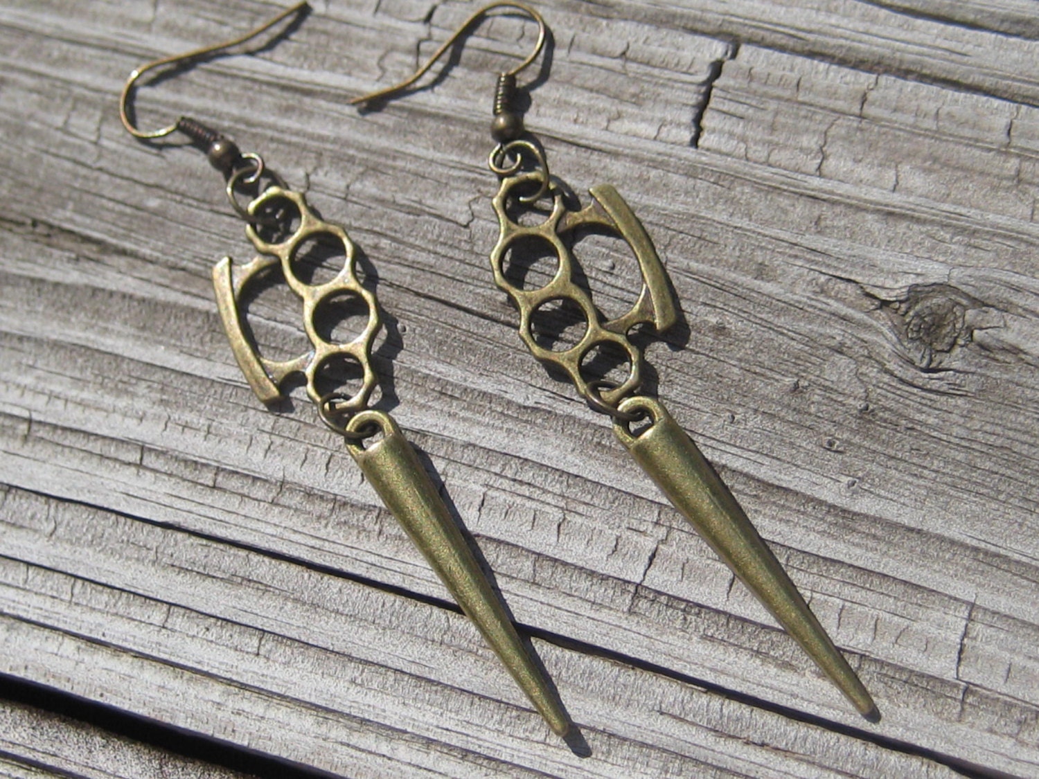Brass Knuckle Brass Knuckle Earrings Spike Earrings Drop