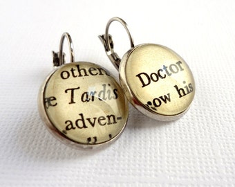 Dr Who Earrings, Geek Girl Gift Idea, Book Jewellery, Book Earrings, Sci Fi Jewellery, Under 25, Fandom Gift Idea, Dr Who Fan Gift Idea