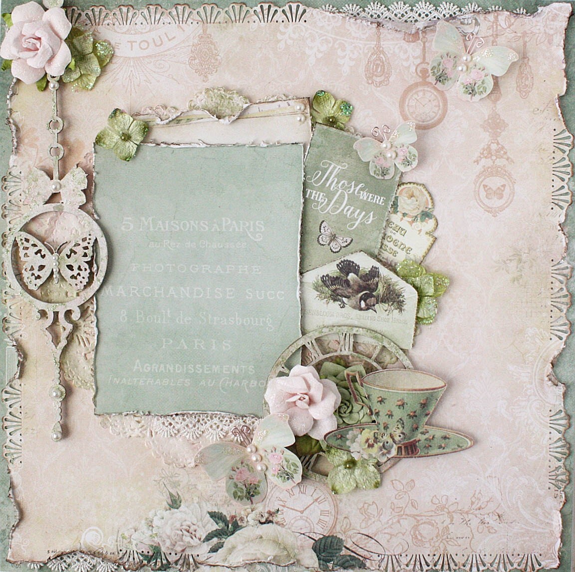 premade 12 x12 shabby chic scrapbook layout blue fern premade 12 x12 shabby chic scrapbook layout blue fern