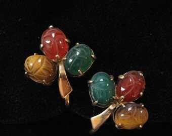 WRE Gold Filled Genuine Stone Shamrock Earrings
