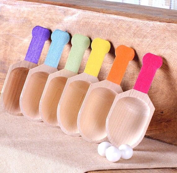 Small Wooden Girls Rainbow Candy Scoops by thebakersconfections