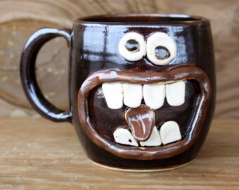 Introvert Coffee Cup. Antisocial Funny Face Mug. Extra Large Oversize ...