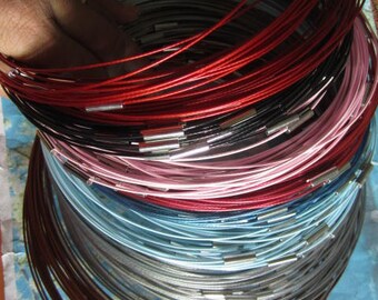 10pcs NEW NEW NEW 18 inch 1mm assorted stainless steel necklace cords/wires with stainless steel magnet clasps