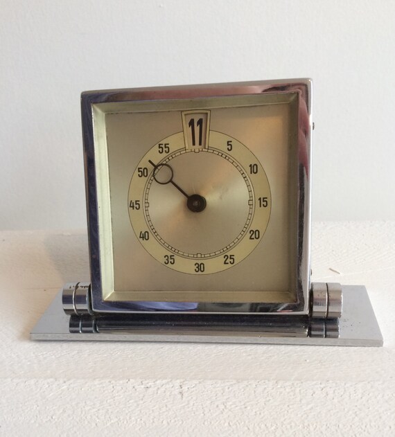Chrome Deco Desk Clock military time by CampHobachee on Etsy