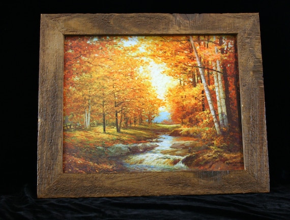Robert Wood Autumn Leaves 1959 Reproduction in Rustic Frame