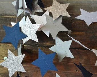 Silver star  garland Etsy