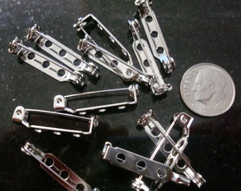 1 inch bar pins pin backs pin findings white gold plated 12 pc glue on fps077