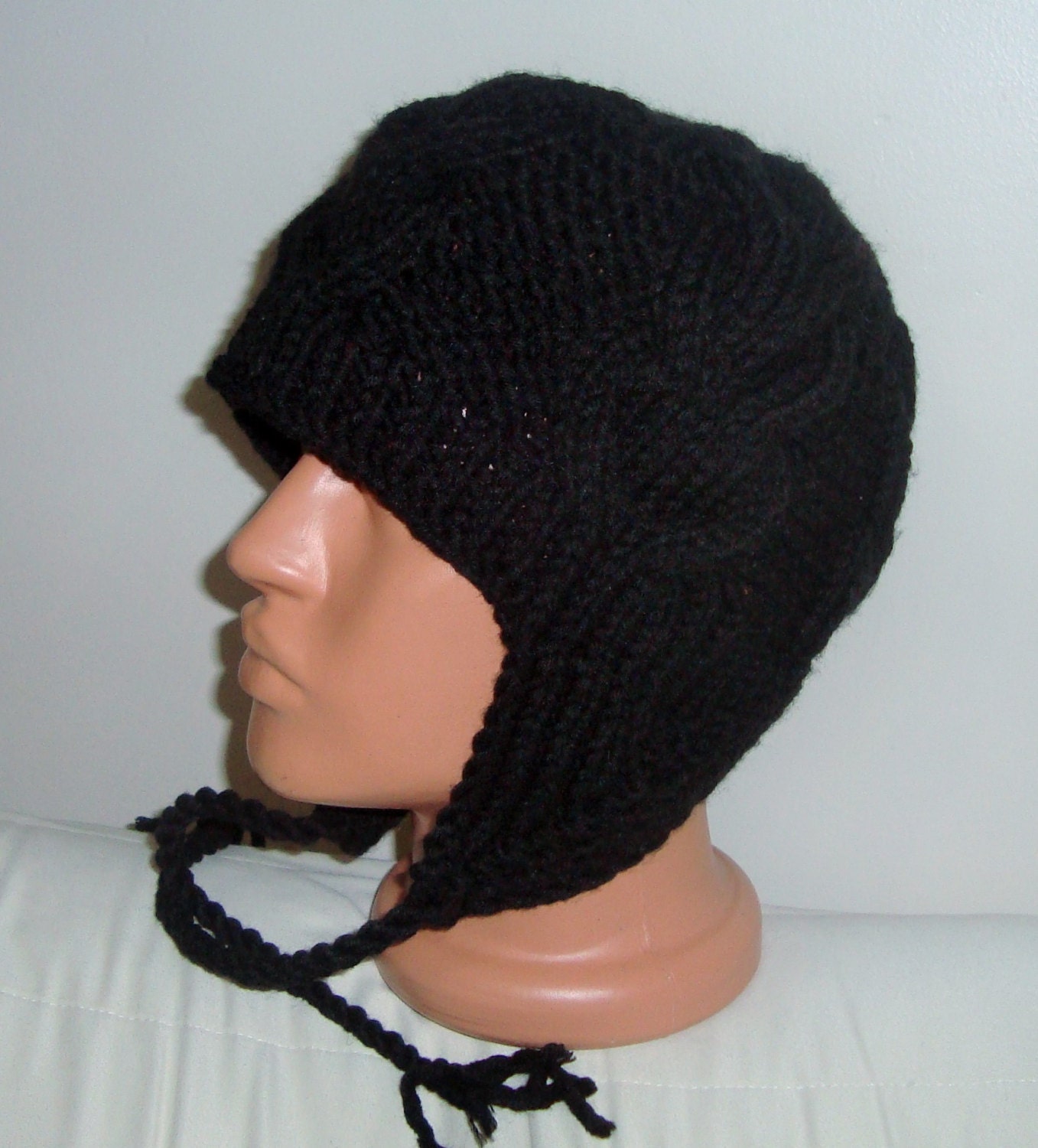 Earflap Black hat Women hat with Ear flap hat by earflaphats