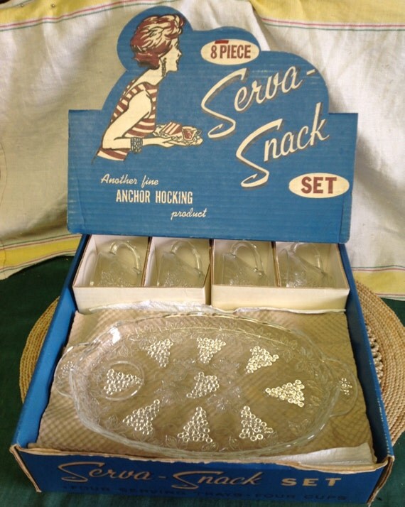 Items similar to Vintage Anchor Hocking Grape Clear Glass Snack Cup