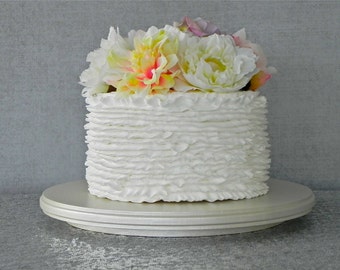 22" Wedding Cake Cupcake Stand Metallic Ivory Pearl Rustic Wooden Wedding Decor E. Isabella Designs. As Featured In Martha Stewart Weddings