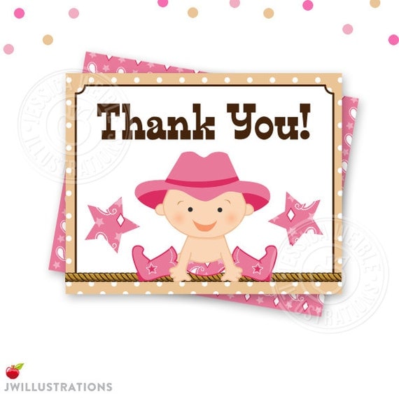 Cowgirl Baby Pink - Printable Thank You- BLANK Party Thank You Note - Pink Baby Cowgirl Party Printable Il_570xn