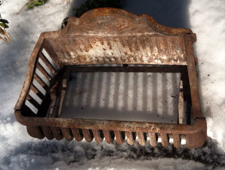 Antique Cast Iron Fireplace Basket Grate Coal Box by MontageDecor