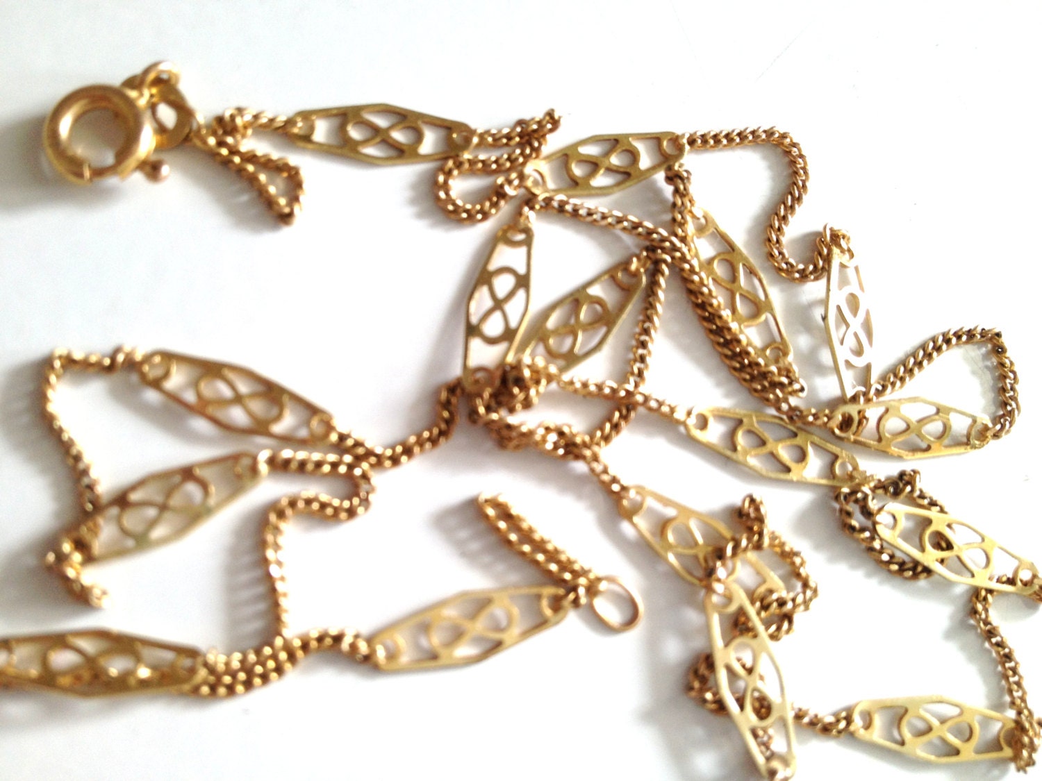 Vintage Italian 585 Yellow 14K Gold 23 Necklace Infinity