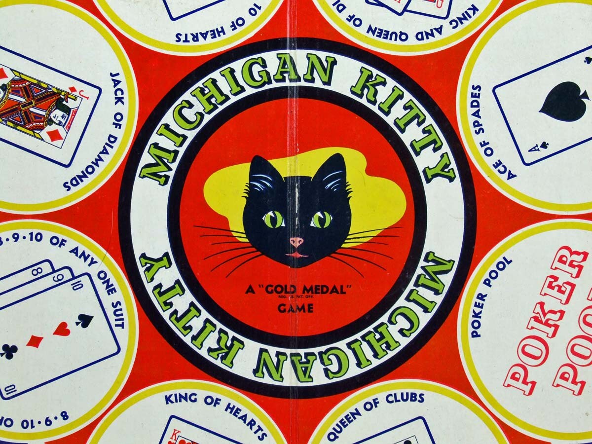 Vintage 1930s Michigan Kitty Black Cat Rummy by RetroCentsStudio