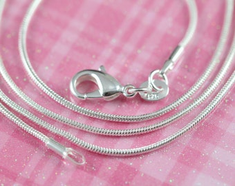 Snake Chain 925 Sterling Silver Necklace 1mm 12 14 16 18 20 22 24 inches