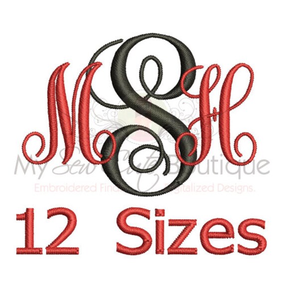 Intertwined Vine Interlocking Large Machine Embroidery Font