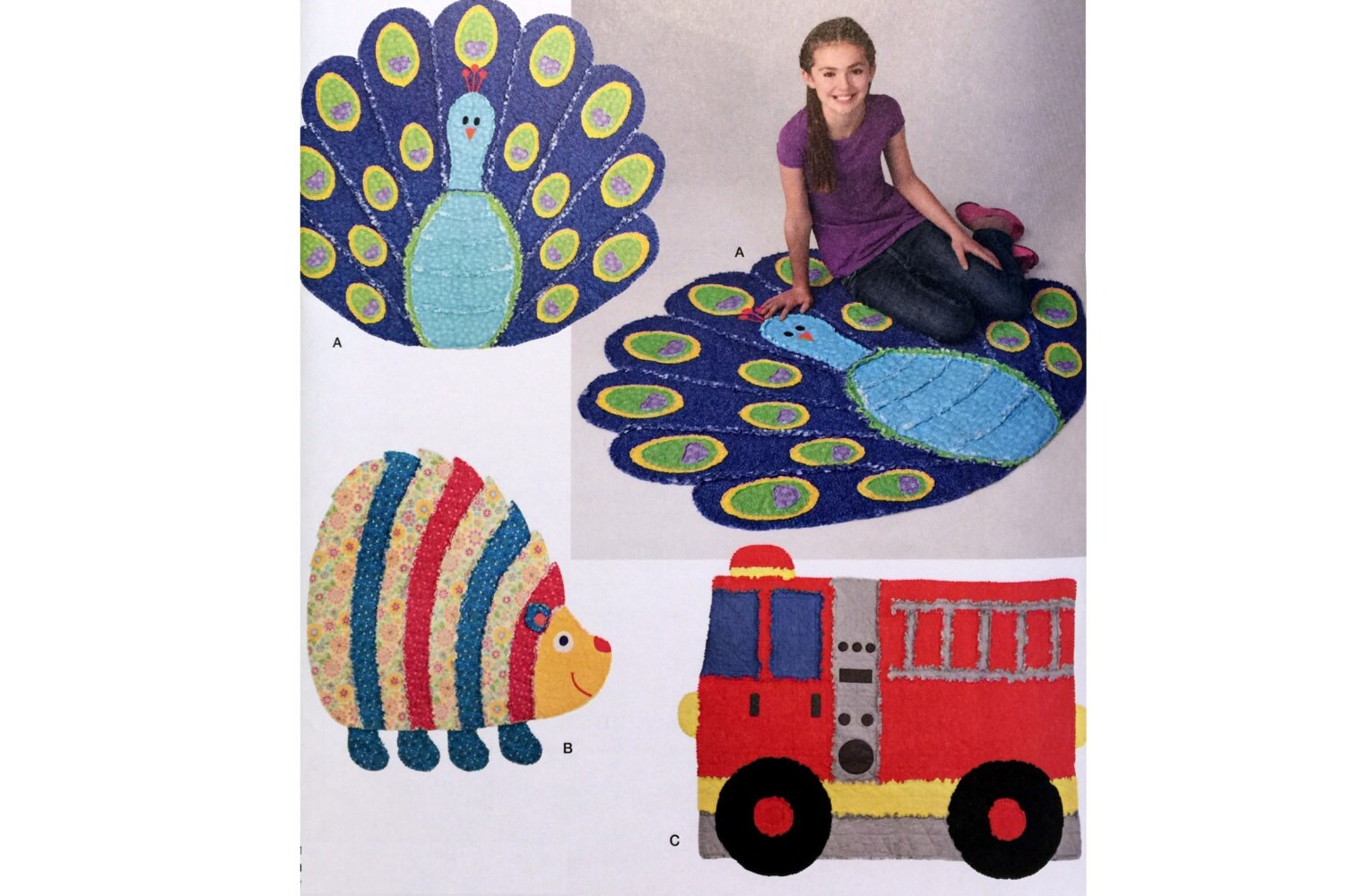 Simplicity 1442 Peacock Rag Quilt Hedgehog Rag Quilt Fire