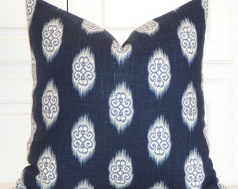 Decorative Pillow Cover - Throw Pillow - Accent Pillow - IKAT- Blue Navy - Light Blue - Sofa Pillow