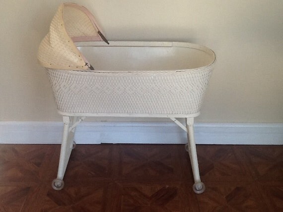 antique wicker doll bassinet