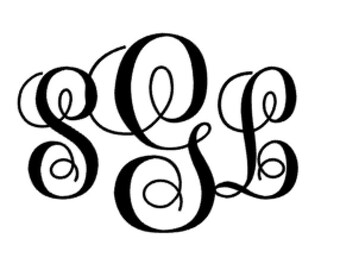 Monogram Vinyl Decal, Script Monogram, Feminine Monogram Decal, Initial Vinyl Decal, Initial Monogram, Script Initial Monogram Vinyl Decal