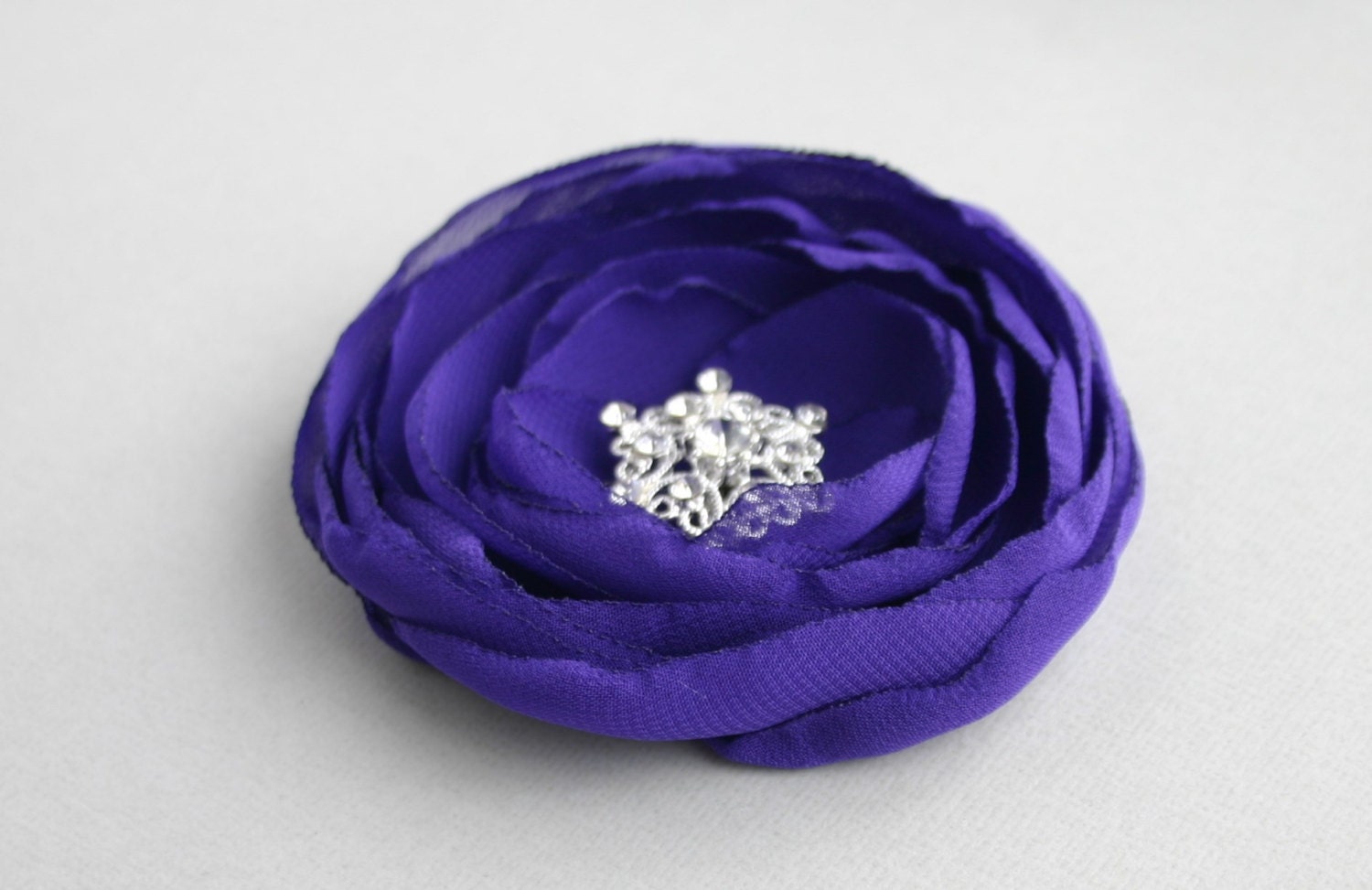 Purple Flower Hair Clip Bridal Accessory Purple by SarasBoutique