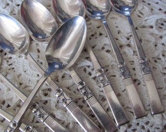 Spoons Silverware - Set of 8 Silver Plate Teaspoons - Morningstar 1948