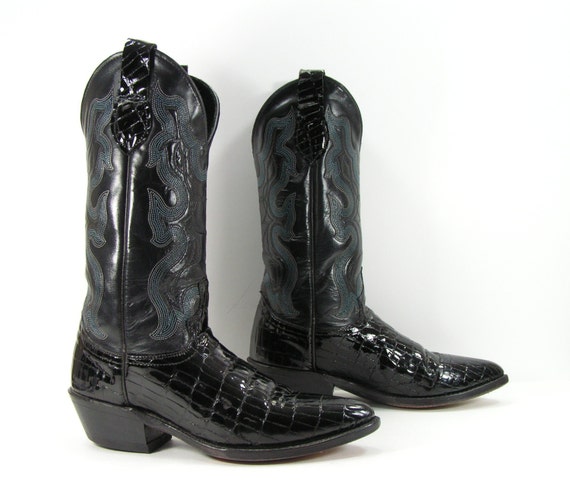 black patent leather cowboy boots