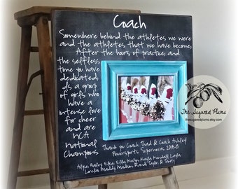Custom Coach Picture Frame Gift, Cheer Coach Gift, Soccer, Sports, Dance Team, Gymnastics, Team Coach, Cheerleading, Thank you Gift, 16x16