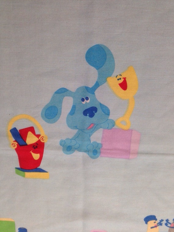 Blues clues toddler top sheet repurposed fabric 43 x