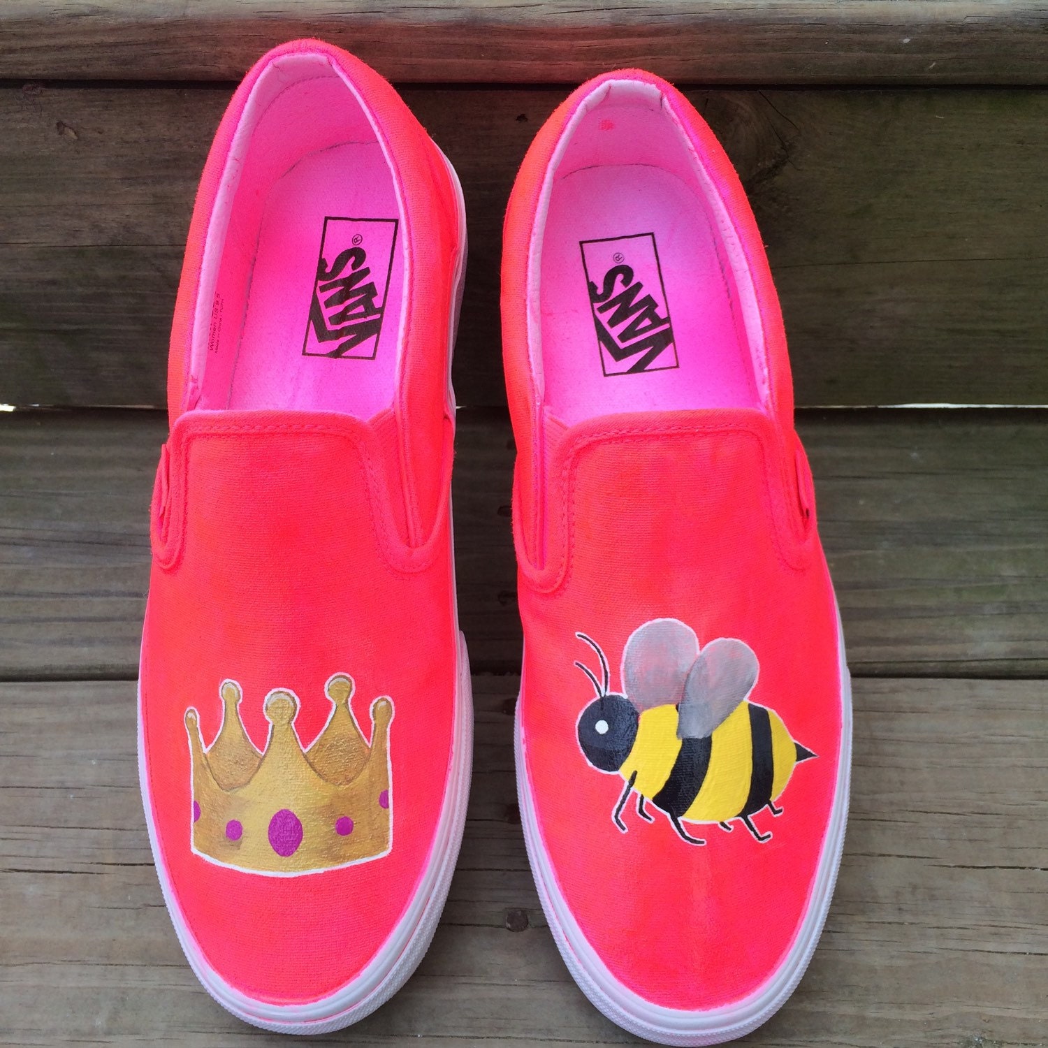 Queen Bee Crown Honeybee Emoji Custom Vans Shoes