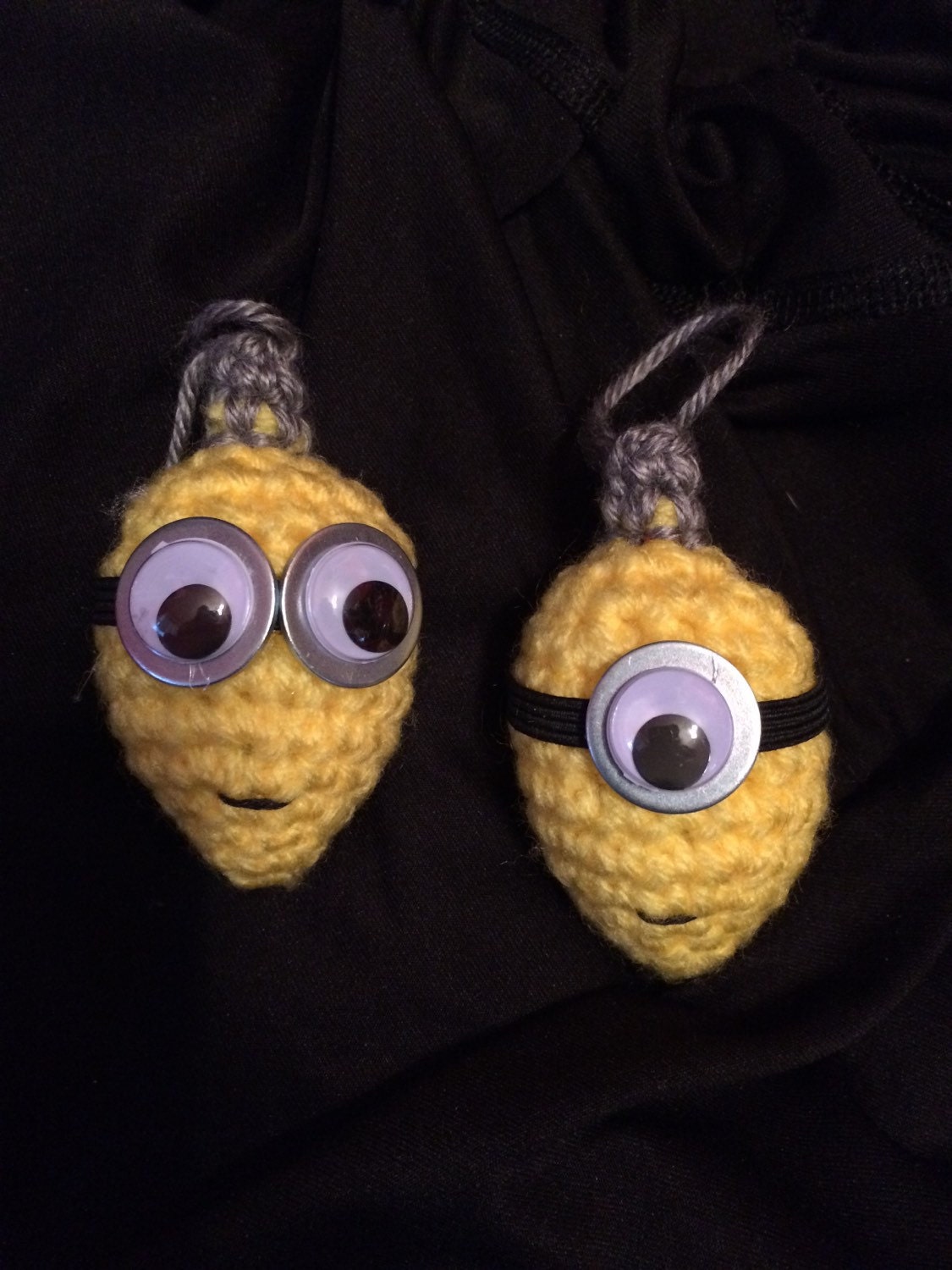 Minion crocheted Christmas lightbulb ornaments 