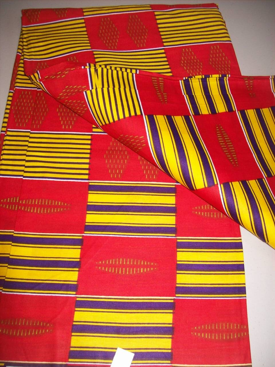 Red Kente print African fabric per yard/ Kente prints/ Kente