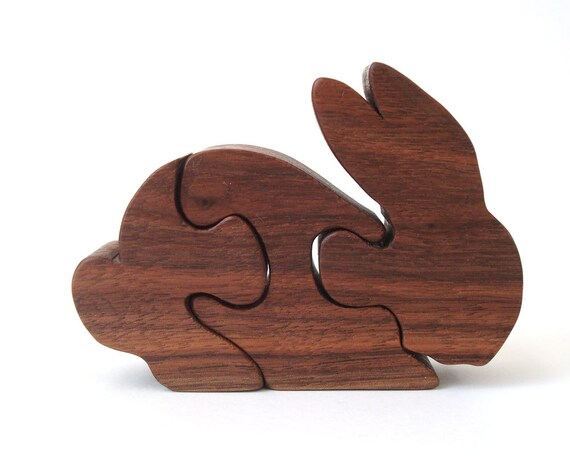 Mini Wood Bunny Rabbit Puzzle Small Easter by OohLookItsARabbit