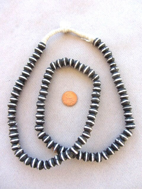 African Coin Silver Ebony Beads