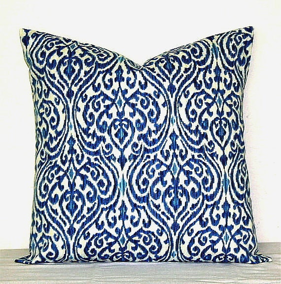 Blue and White Moroccan Decorative Pillow 18 x18 inch by PatsTable