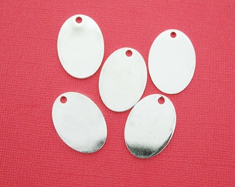 5 Oval Silver Disc Stamping Tags Mirror Finish - MT253