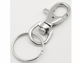 1 dz Silver DIY Keychain Ring key chain Finding with Lobster Claw and Split Ring handbag purse charm eyeglass holder purse fob finding 713x