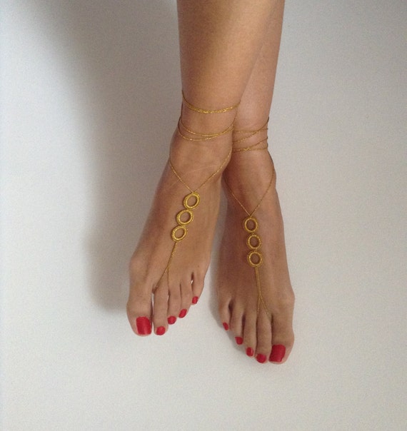 Items similar to silvery yellow.Barefoot Sandals, bead, barefoot ...