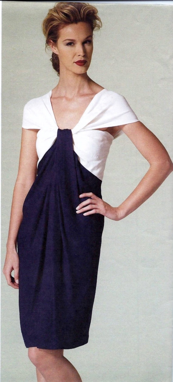 Vogue 1281 Donna Karan Designer Loop Front Pleated Dress