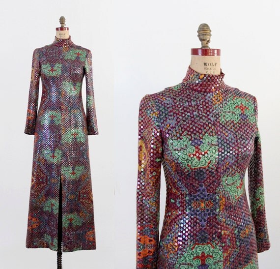 1960s sequin maxi dress by Malcolm Starr by 86Vintage86 on Etsy