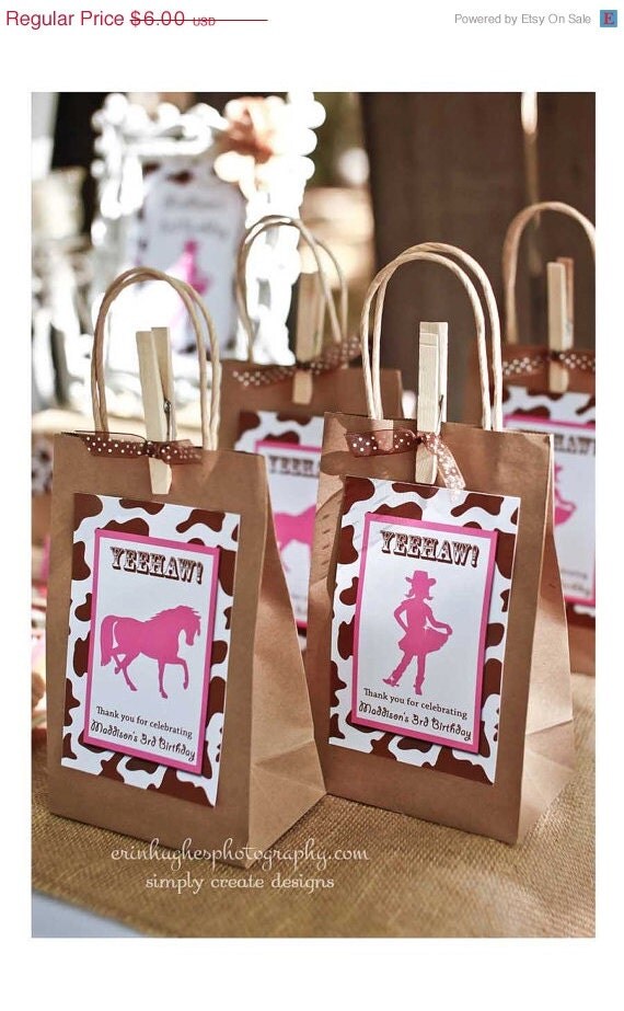 SALE Cowgirl Party Favor Bag Tag DIGITAL FILE 4x6 Jpeg Digital File Personalized Il_570xn