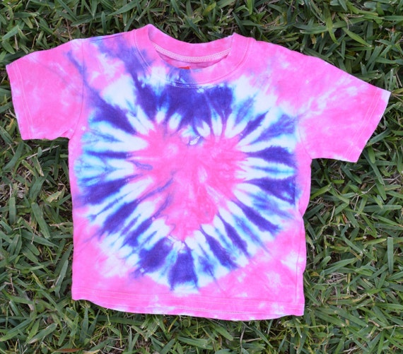 2T Pink and Purple Tie Dye Heart T shirt 2T by CoconutCutiesTieDye