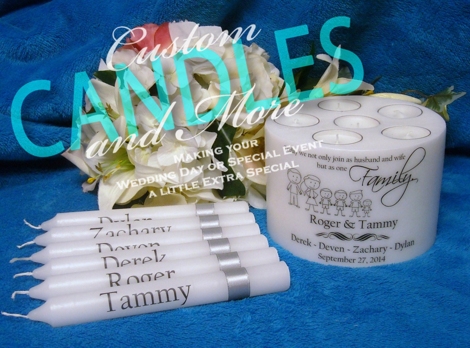 Blended Family Unity Candle With Tapers and Tealights