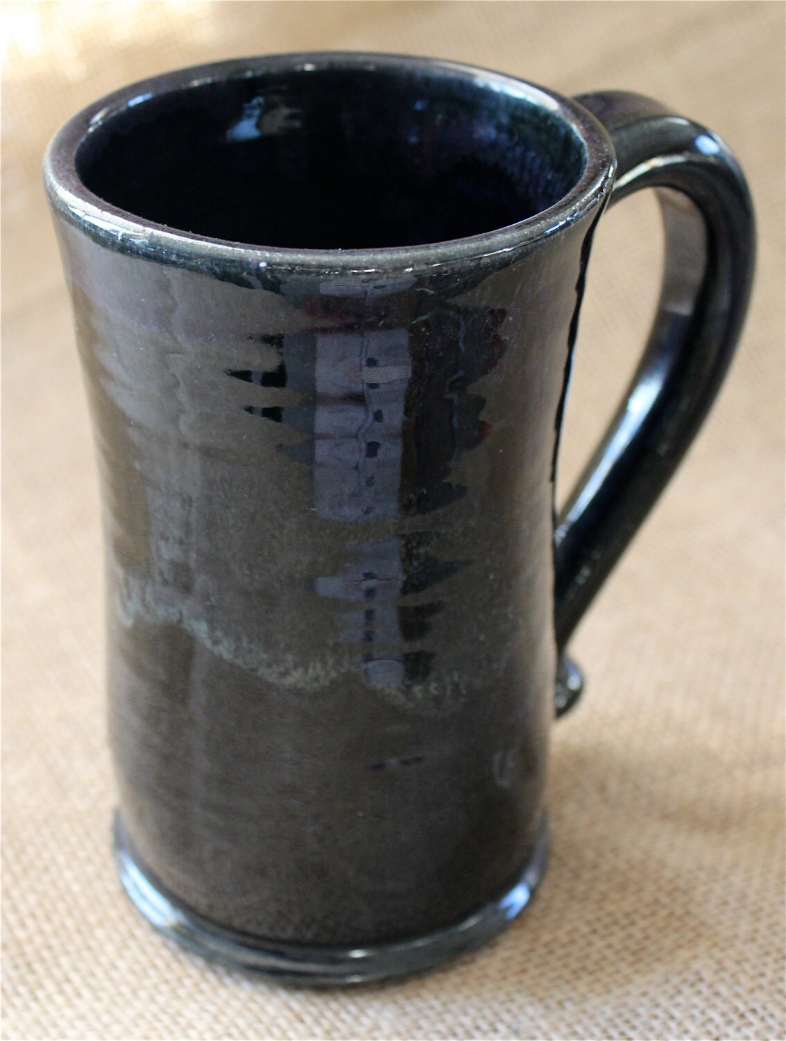 Tall Coffee Mug Stoneware Mug Large Pottery Mug Dark By Audpottery