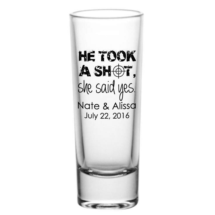 Personalized 2oz Tall Glass Shot Glasses Wedding Favor Shots