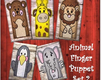 In The Hoop Felt Animal Finger Puppet Embroidery Machine Design Set 2