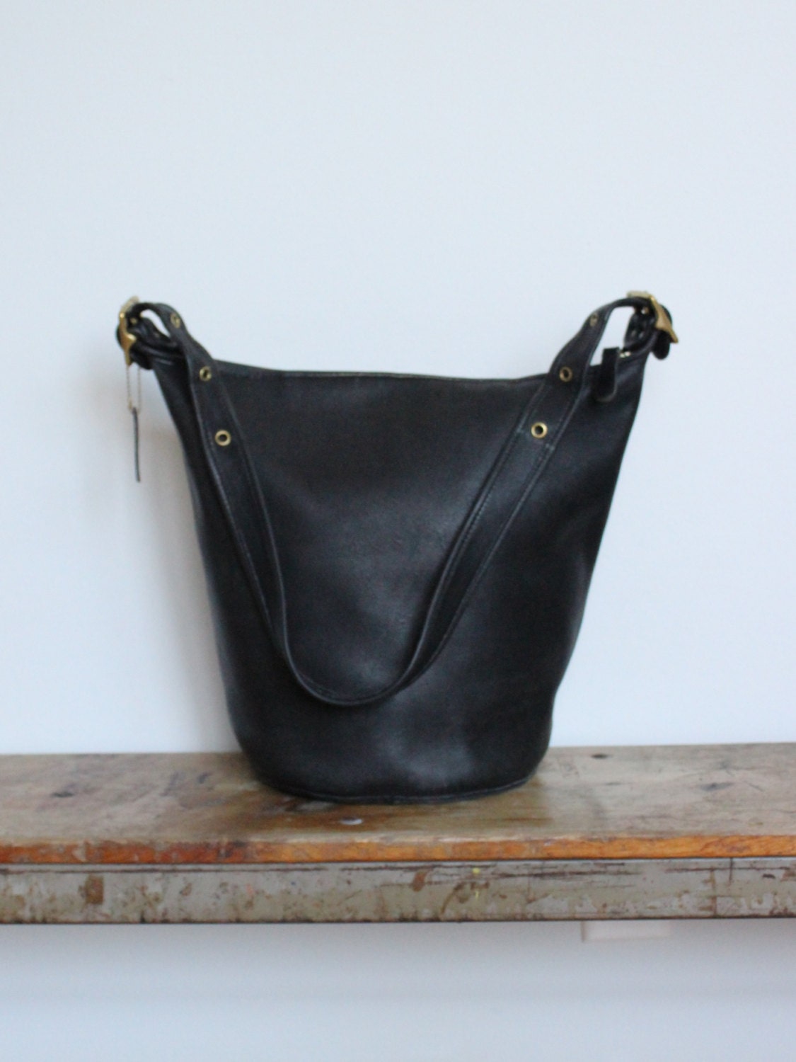SALE Vintage Coach Duffle Bag in Black 9085// XL Leather